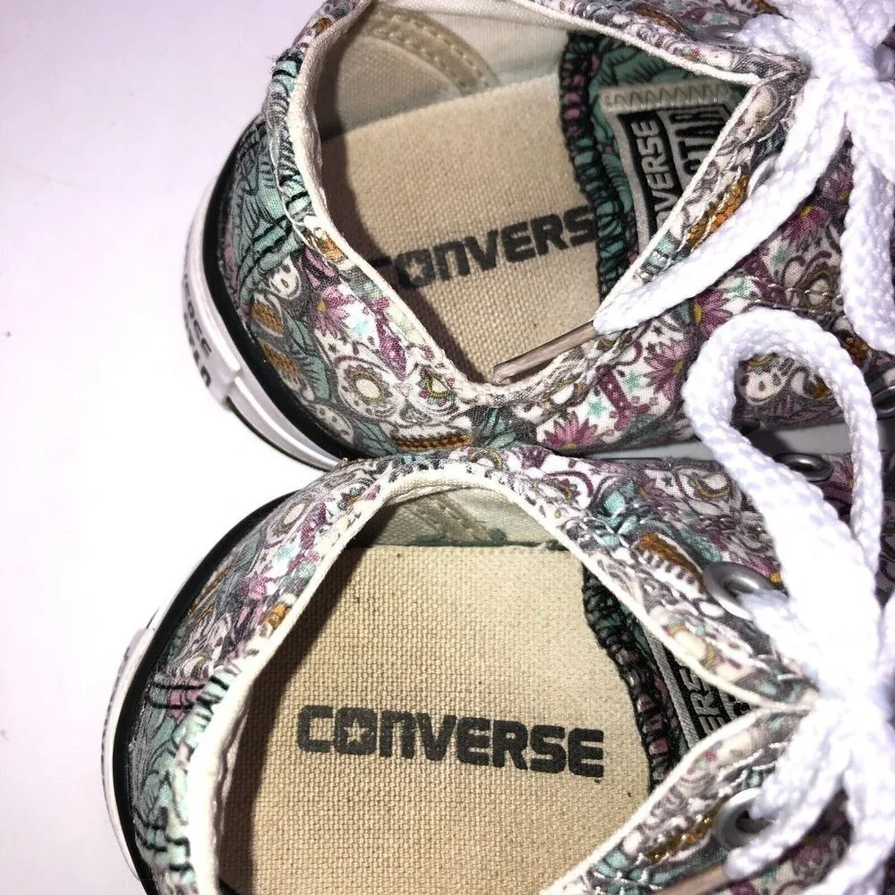 Converse All Star Youth Size 2 Skulls Day of the Dead Low Top Sneakers Shoes